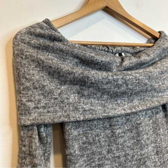 K Too Off The Shoulder Long Sleeve Sweater Dress Grey - Picture 2 of 5